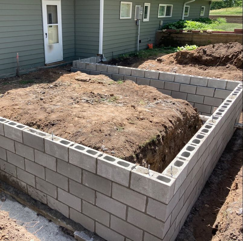 Laid block foundation for a home addition in Cold Spring Minnesota